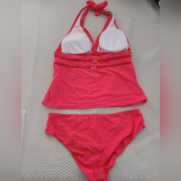 NWT LuckyBop bright coral tankini swim set sz XL - Picture 2 of 5